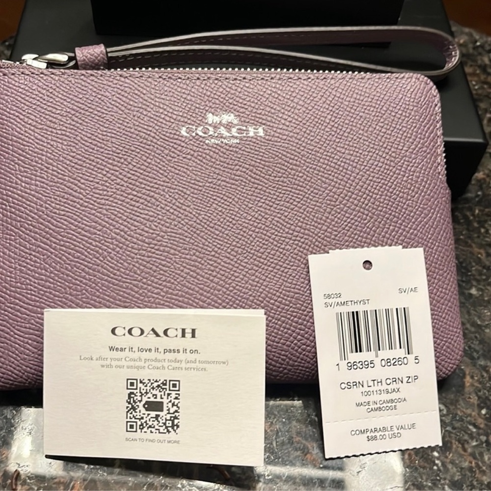 Coach lavender Leather Wristlet